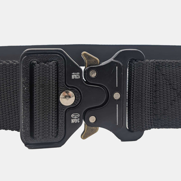 Belt with metal buckle